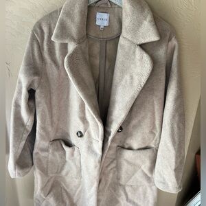 CYRUS Tan Double Breasted Fuzzy Long Winter Jacket